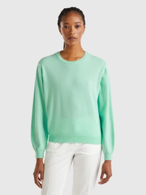 Benetton, Relaxed Fit Pure Merino Wool Sweater, size XS, Aqua, Women United Colors of Benetton