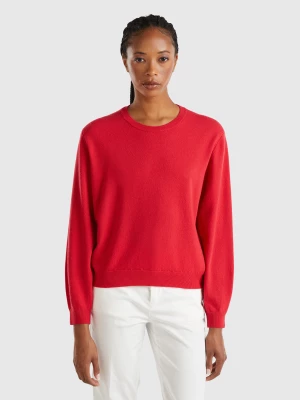 Benetton, Relaxed Fit Pure Merino Wool Sweater, size XS, Red, Women United Colors of Benetton