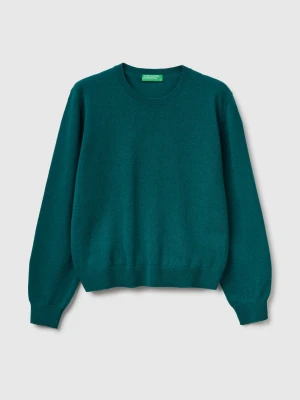 Benetton, Relaxed Fit Pure Merino Wool Sweater, Size: XXS, Dark Green, Women United Colors of Benetton