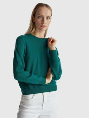 Benetton, Relaxed Fit Pure Merino Wool Sweater, Size: XXS, Dark Green, Women United Colors of Benetton