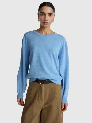Benetton, Relaxed Fit Pure Merino Wool Sweater, Size: XXS, Light Blue, Women United Colors of Benetton
