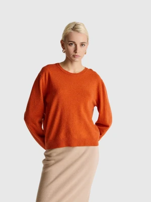 Benetton, Relaxed Fit Pure Merino Wool Sweater, Size: XXS, Orange, Women United Colors of Benetton