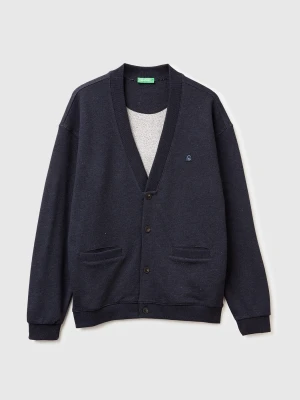 Benetton, Relaxed Fit Sweat Cardigan, Size: XS, Dark Gray, Men United Colors of Benetton