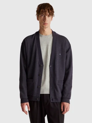 Benetton, Relaxed Fit Sweat Cardigan, Size: XS, Dark Gray, Men United Colors of Benetton