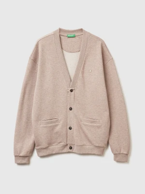 Benetton, Relaxed Fit Sweat Cardigan, Size: XS, Beige, Men United Colors of Benetton