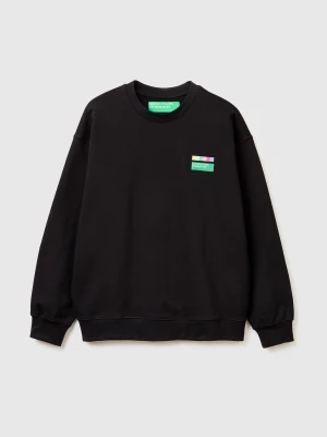 Benetton, Relaxed Fit Sweatshirt With Print, Size: XS, Black, Men United Colors of Benetton