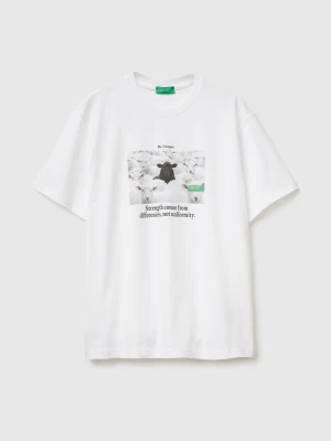 Benetton, Relaxed Fit T-shirt, Size: XS, White, Men United Colors of Benetton