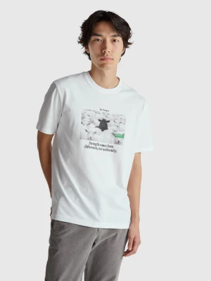 Benetton, Relaxed Fit T-shirt, Size: XS, White, Men United Colors of Benetton