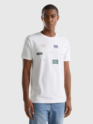 Benetton, Relaxed Fit T-shirt With Print, size M, White, Men United Colors of Benetton