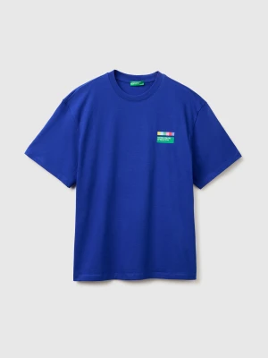 Benetton, Relaxed Fit T-shirt With Print, Size: XL, Bright Blue, Men United Colors of Benetton