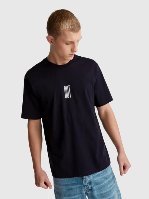 Benetton, Relaxed Fit T-shirt With Print, Size: XL, Dark Blue, Men United Colors of Benetton