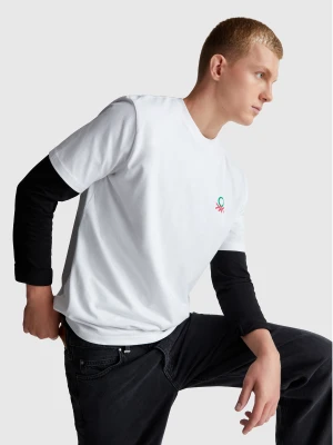 Benetton, Relaxed Fit T-shirt With Print, Size: XS, White, Men United Colors of Benetton