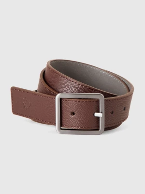 Benetton, Reversible Belt In Imitation Leather, size , Dark Brown, Men United Colors of Benetton