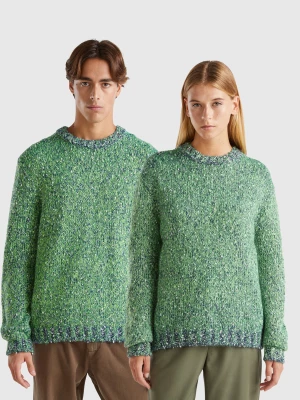 Benetton, Reversible Mohair Blend Sweater, size L, Green, Men United Colors of Benetton