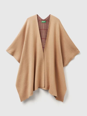 Benetton, Reversible Poncho In Cashmere Blend, Size: OS, Camel, Women United Colors of Benetton