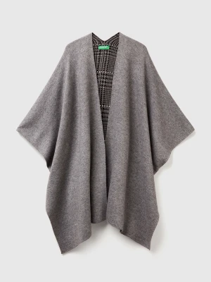 Benetton, Reversible Poncho In Cashmere Blend, Size: OS, Dark Gray, Women United Colors of Benetton