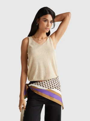 Benetton, Reversible Tank Top In Alpaca Blend, Size: XXS, Beige, Women United Colors of Benetton