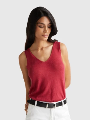 Benetton, Reversible Tank Top In Alpaca Blend, Size: XXS, Strawberry, Women United Colors of Benetton