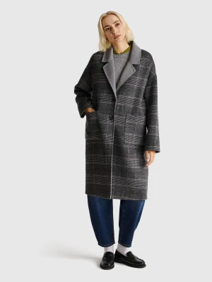 Benetton, Reversible Wool Blend Coat, Size: M, Gray, Women United Colors of Benetton