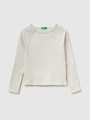 Benetton, Ribbed Boat Neck T-shirt, Size: XL, Creamy White, Kids United Colors of Benetton