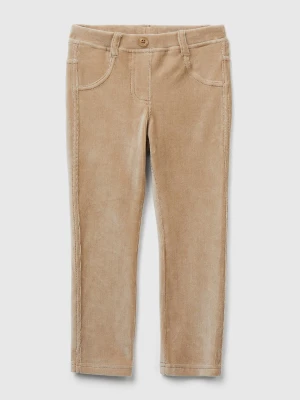 Benetton, Ribbed Chenille Trousers, Size: 116, Beige, Kids United Colors of Benetton