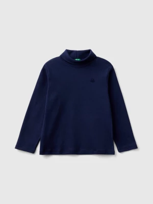 Benetton, Ribbed Knit Turtleneck T-shirt, size 82, Dark Blue, Kids United Colors of Benetton