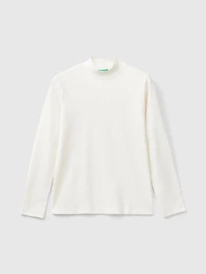 Benetton, Ribbed Knit Turtleneck T-shirt, size L, Creamy White, Kids United Colors of Benetton