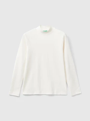 Benetton, Ribbed Knit Turtleneck T-shirt, size M, Creamy White, Kids United Colors of Benetton