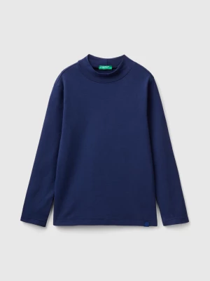 Benetton, Ribbed Knit Turtleneck T-shirt, size M, Dark Blue, Kids United Colors of Benetton