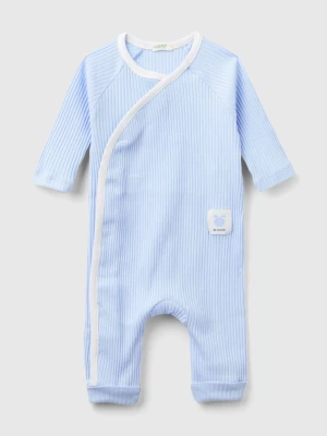 Benetton, Ribbed Onesie In Organic Cotton, size 56, Sky Blue, Kids United Colors of Benetton
