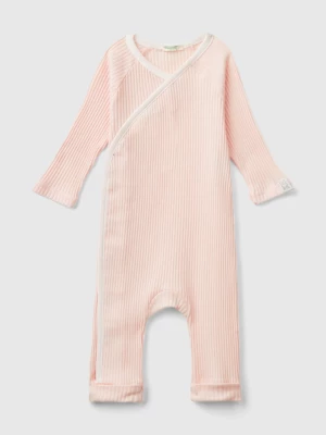 Benetton, Ribbed Onesie In Organic Cotton, size 56, Soft Pink, Kids United Colors of Benetton