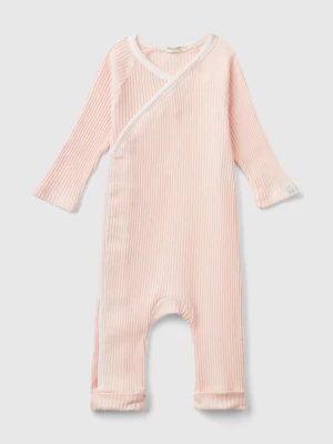 Benetton, Ribbed Onesie In Organic Cotton, size 74, Soft Pink, Kids United Colors of Benetton