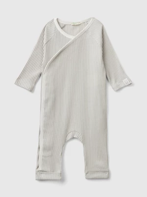 Benetton, Ribbed Onesie In Organic Cotton, size 82, Light Gray, Kids United Colors of Benetton