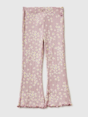 Benetton, Ribbed Printed Leggings, Size: 90, Pink, Kids United Colors of Benetton