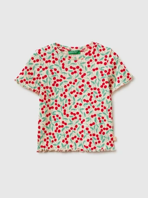 Benetton, Ribbed Printed T-shirt, Size: 116, Beige, Kids United Colors of Benetton