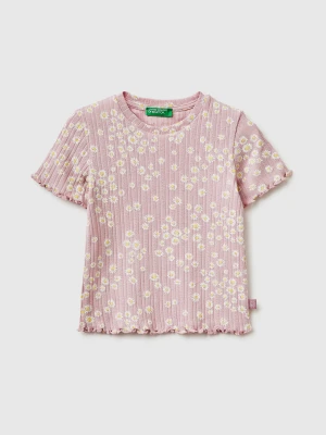 Benetton, Ribbed Printed T-shirt, Size: 116, Pink, Kids United Colors of Benetton
