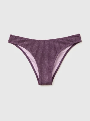 Benetton, Ribbed Swim Briefs With Lurex, Size: XS, Dark Mauve, Women United Colors of Benetton