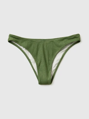 Benetton, Ribbed Swim Briefs With Lurex, Size: XS, Green, Women United Colors of Benetton
