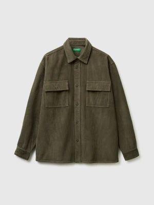 Benetton, Ribbed Velvet Shirt, Size: XS, Dark Gray, Men United Colors of Benetton