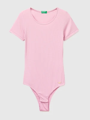 Benetton, Ribbed Viscose Bodysuit, Size: XS, Pink, Women United Colors of Benetton