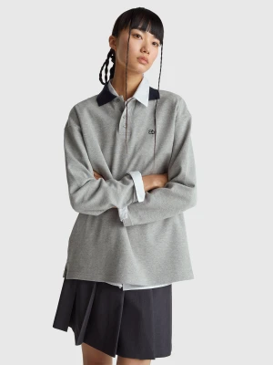 Benetton, Rugby Polo In Cotton, Size: OS, Gray, Women United Colors of Benetton