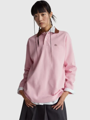 Benetton, Rugby Polo In Cotton, Size: OS, Pink, Women United Colors of Benetton