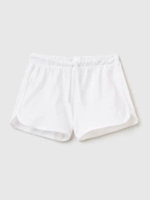 Benetton, Runner Style Shorts In Organic Cotton, size 2XL, White, Kids United Colors of Benetton