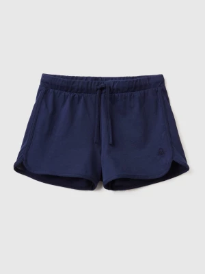 Benetton, Runner Style Shorts In Organic Cotton, size L, Dark Blue, Kids United Colors of Benetton
