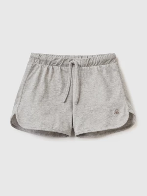 Benetton, Runner Style Shorts In Organic Cotton, size L, Light Gray, Kids United Colors of Benetton
