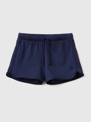 Benetton, Runner Style Shorts In Organic Cotton, size M, Dark Blue, Kids United Colors of Benetton