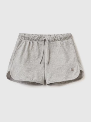 Benetton, Runner Style Shorts In Organic Cotton, size M, Light Gray, Kids United Colors of Benetton