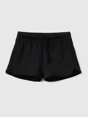Benetton, Runner Style Shorts In Organic Cotton, size S, Black, Kids United Colors of Benetton