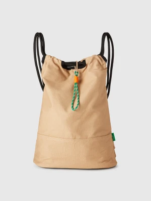 Benetton, Sack Rucksack In Pure Cotton, size OS, Beige, Men United Colors of Benetton