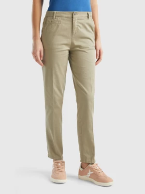 Benetton, Sage Green Slim Fit Cotton Chinos, size , Light Green, Women United Colors of Benetton